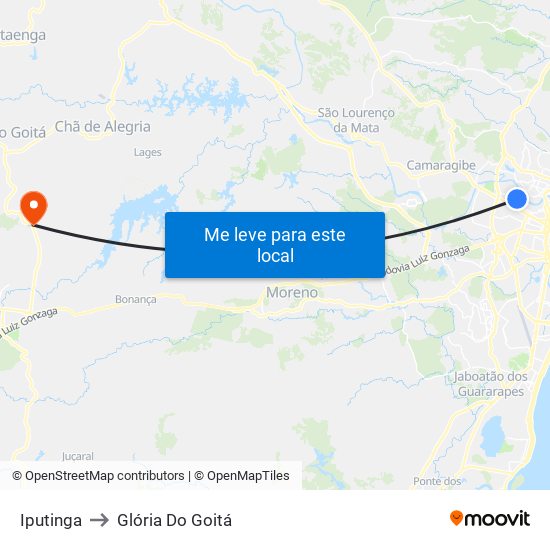 Iputinga to Glória Do Goitá map