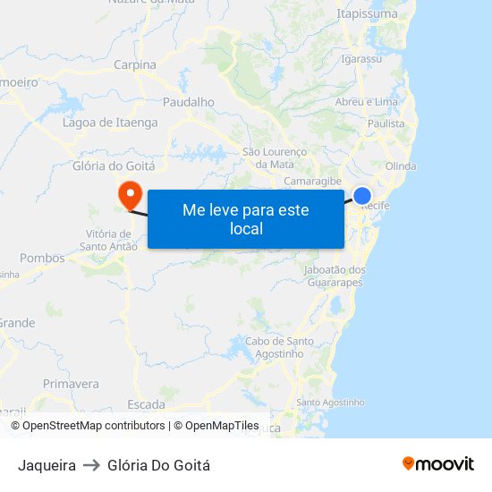 Jaqueira to Glória Do Goitá map