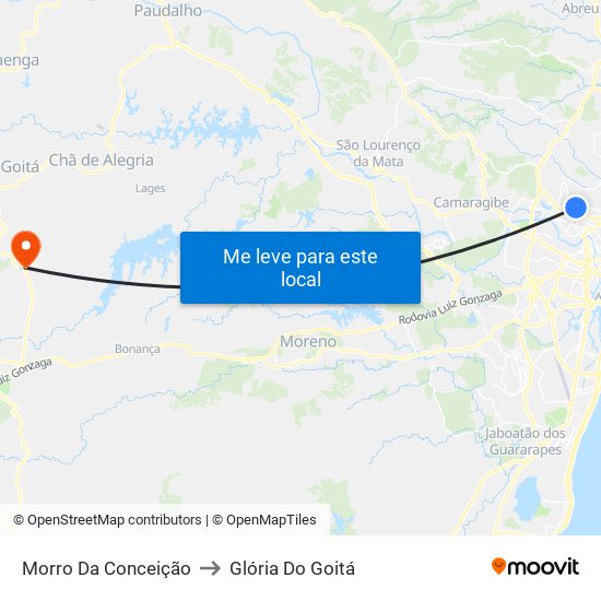 Morro Da Conceição to Glória Do Goitá map