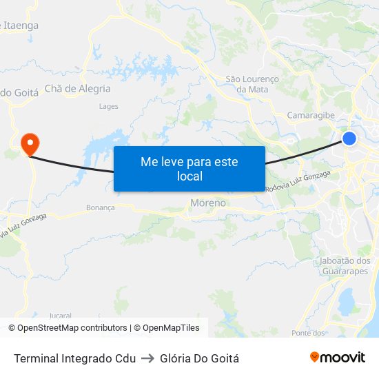 Terminal Integrado Cdu to Glória Do Goitá map