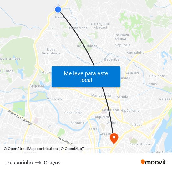 Passarinho to Graças map