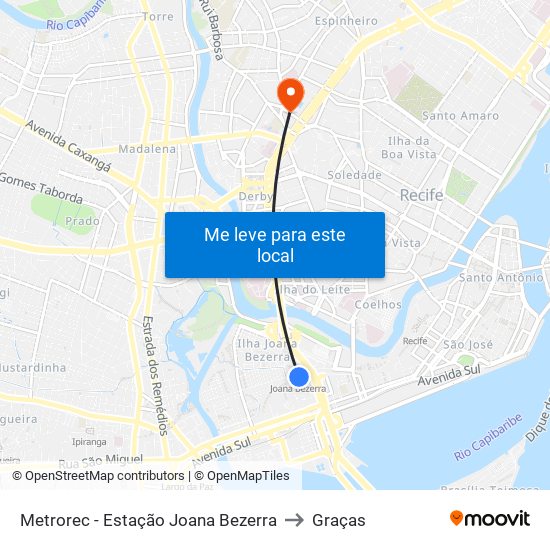 Metrorec - Estação Joana Bezerra to Graças map