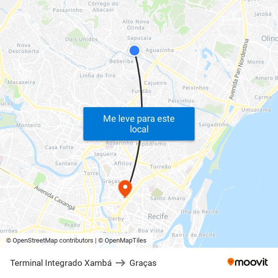 Terminal Integrado Xambá to Graças map