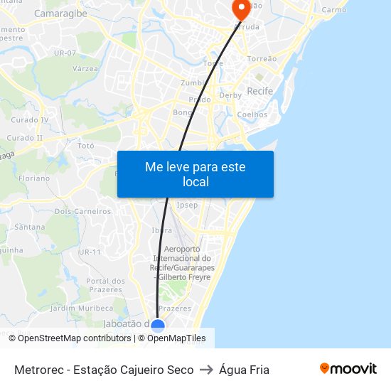 Metrorec - Estação Cajueiro Seco to Água Fria map