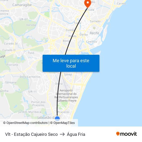 Vlt - Estação Cajueiro Seco to Água Fria map