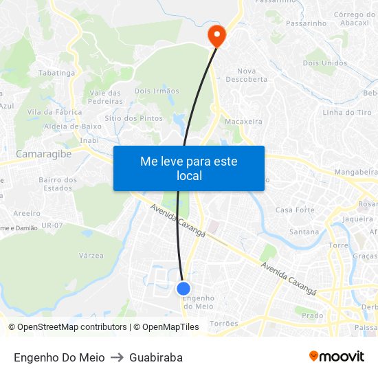 Engenho Do Meio to Guabiraba map