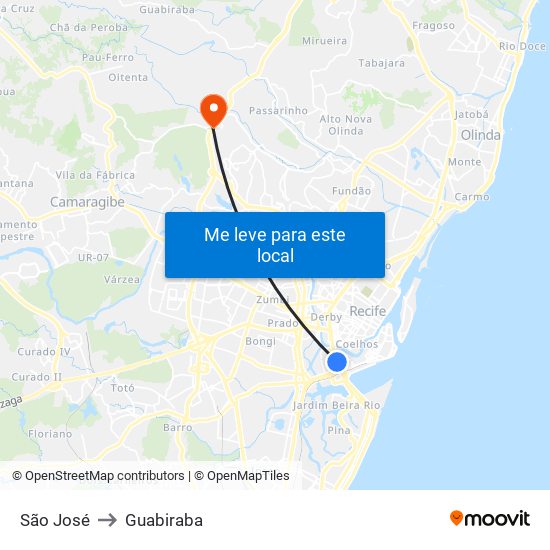 São José to Guabiraba map
