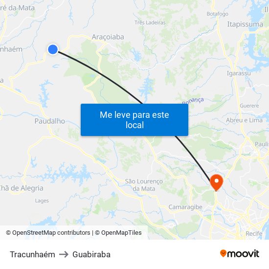 Tracunhaém to Guabiraba map
