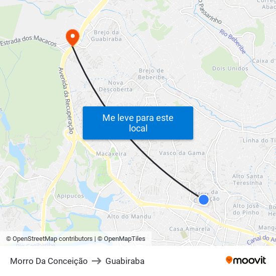 Morro Da Conceição to Guabiraba map