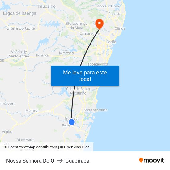 Nossa Senhora Do O to Guabiraba map