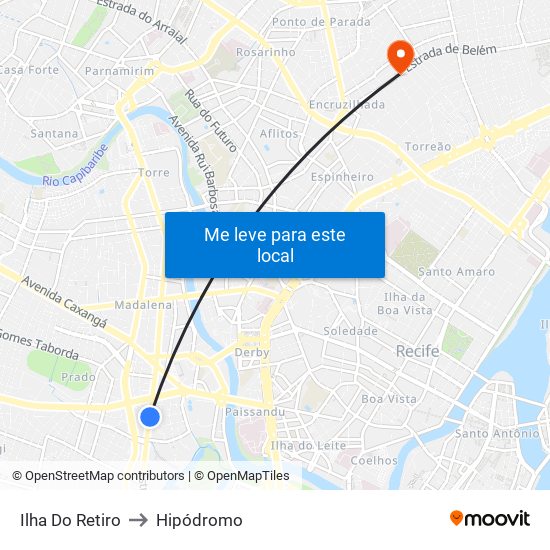 Ilha Do Retiro to Hipódromo map