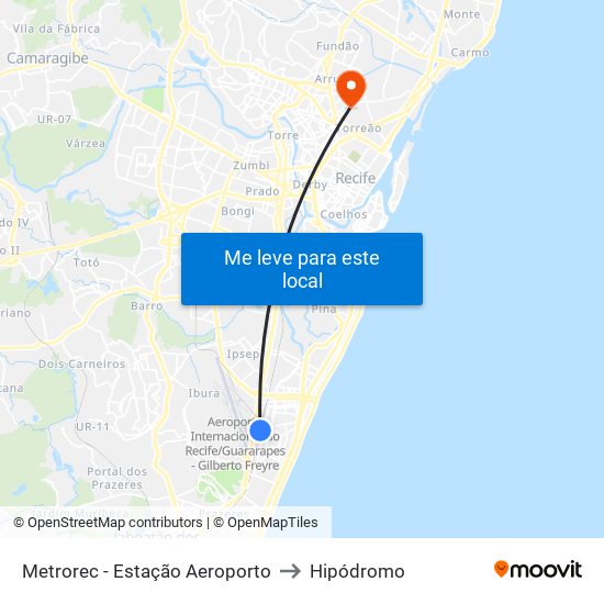 Metrorec - Estação Aeroporto to Hipódromo map