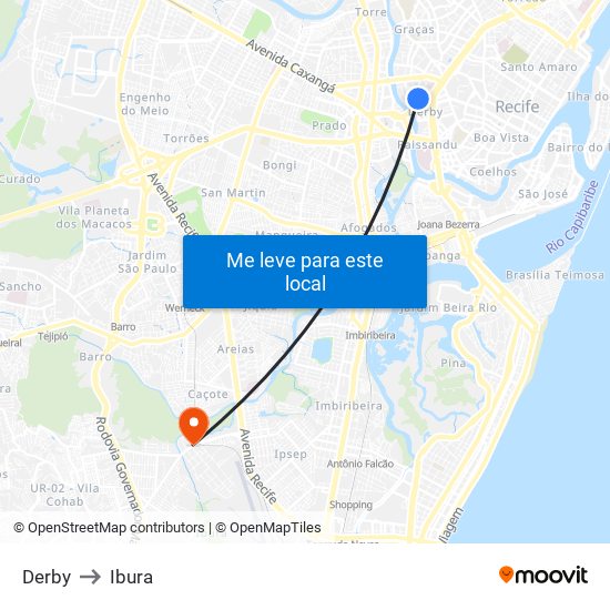 Derby to Ibura map