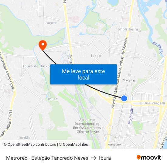 Metrorec - Estação Tancredo Neves to Ibura map