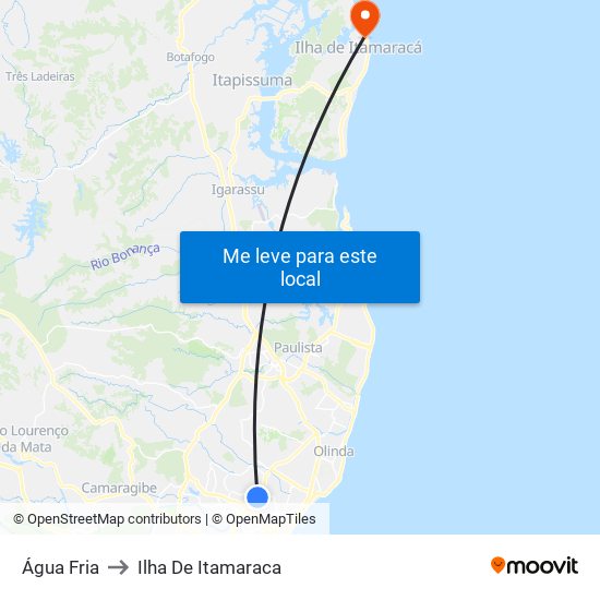 Água Fria to Ilha De Itamaraca map