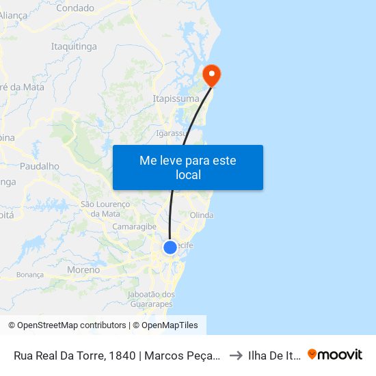 Rua Real Da Torre, 1840 | Marcos Peças E Acessórios (Pista Central) to Ilha De Itamaraca map