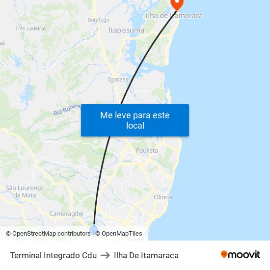 Terminal Integrado Cdu to Ilha De Itamaraca map