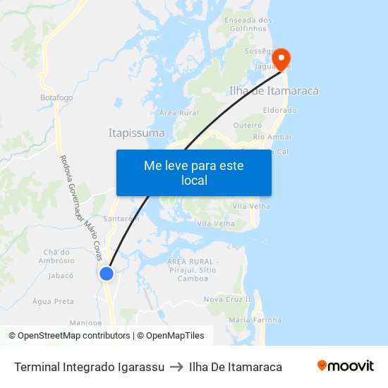 Terminal Integrado Igarassu to Ilha De Itamaraca map