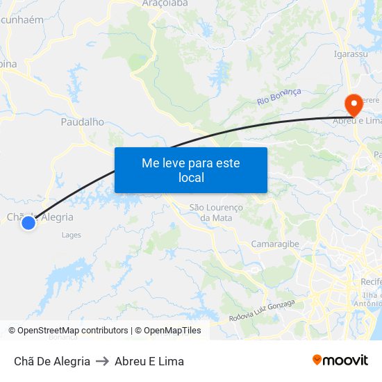 Chã De Alegria to Abreu E Lima map