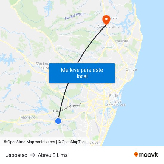 Jaboatao to Abreu E Lima map