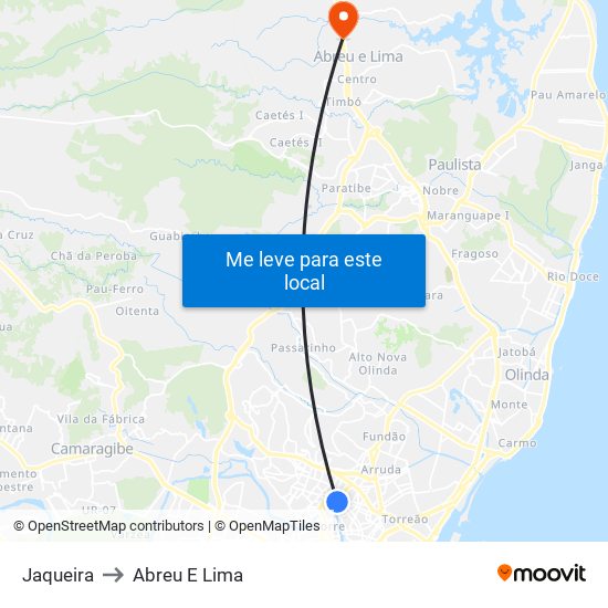 Jaqueira to Abreu E Lima map