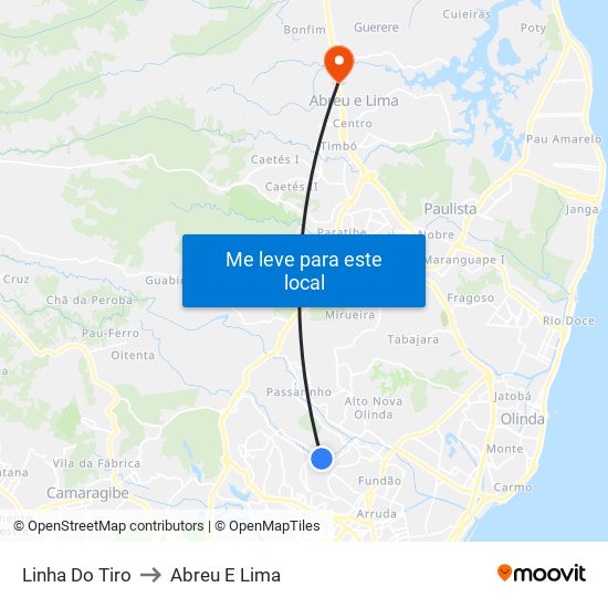 Linha Do Tiro to Abreu E Lima map