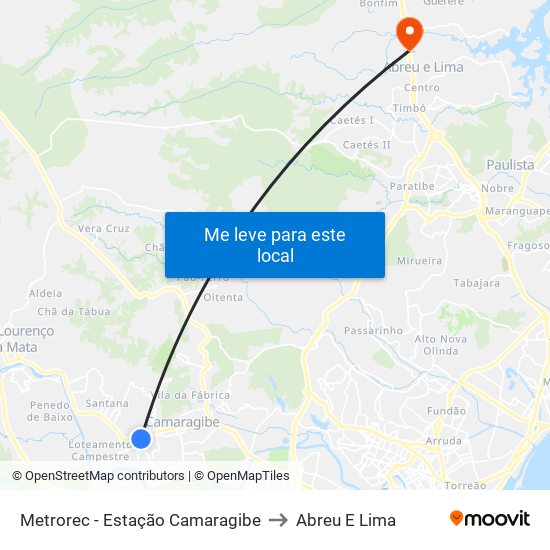 Metrorec - Estação Camaragibe to Abreu E Lima map