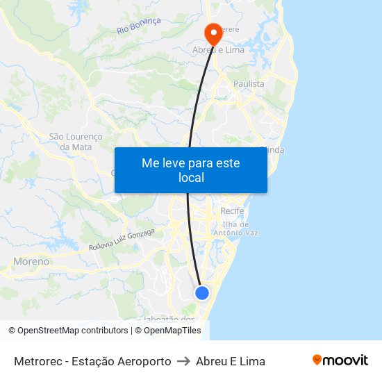 Metrorec - Estação Aeroporto to Abreu E Lima map