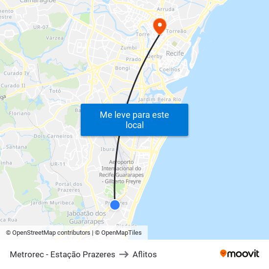 Metrorec - Estação Prazeres to Aflitos map