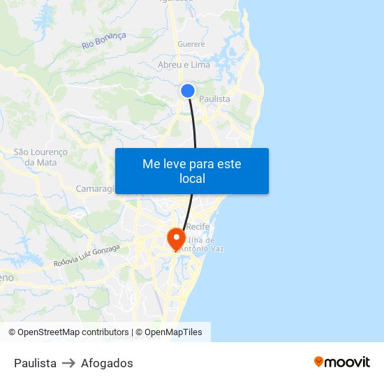 Paulista to Afogados map