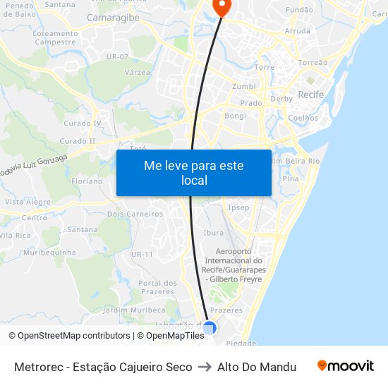 Metrorec - Estação Cajueiro Seco to Alto Do Mandu map