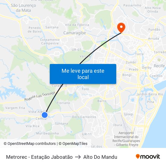 Metrorec - Estação Jaboatão to Alto Do Mandu map