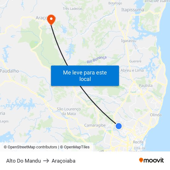 Alto Do Mandu to Araçoiaba map
