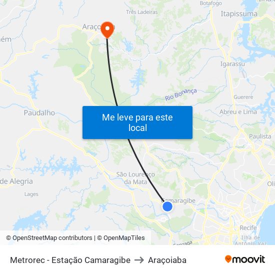 Metrorec - Estação Camaragibe to Araçoiaba map