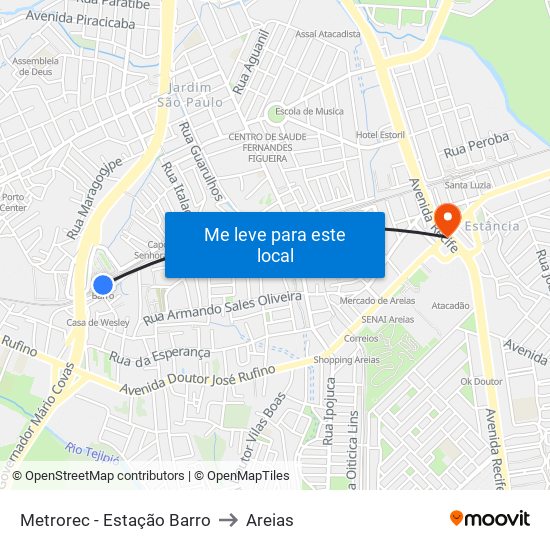 Metrorec - Estação Barro to Areias map