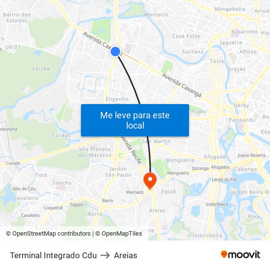 Terminal Integrado Cdu to Areias map