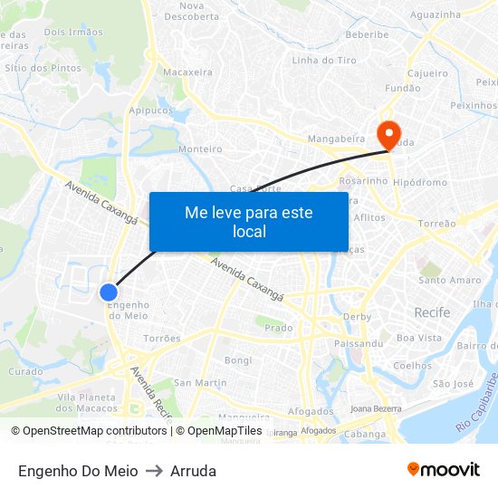 Engenho Do Meio to Arruda map