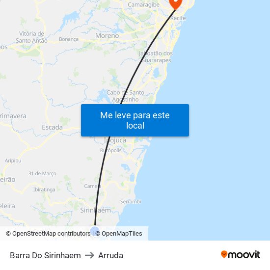 Barra Do Sirinhaem to Arruda map