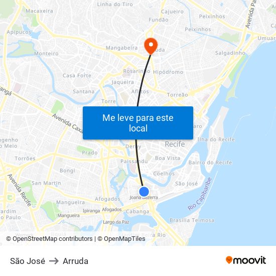 São José to Arruda map