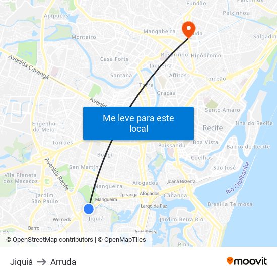 Jiquiá to Arruda map