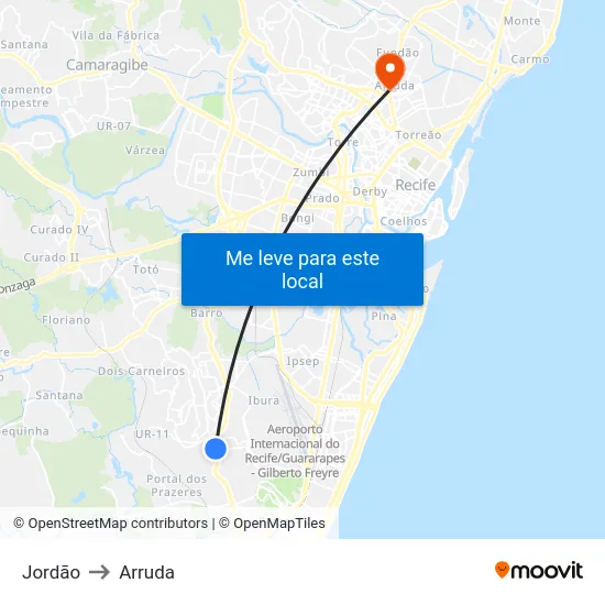 Jordão to Arruda map