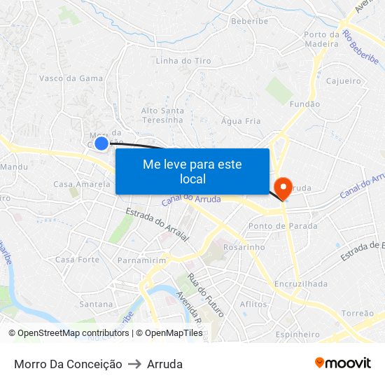 Morro Da Conceição to Arruda map