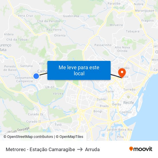 Metrorec - Estação Camaragibe to Arruda map