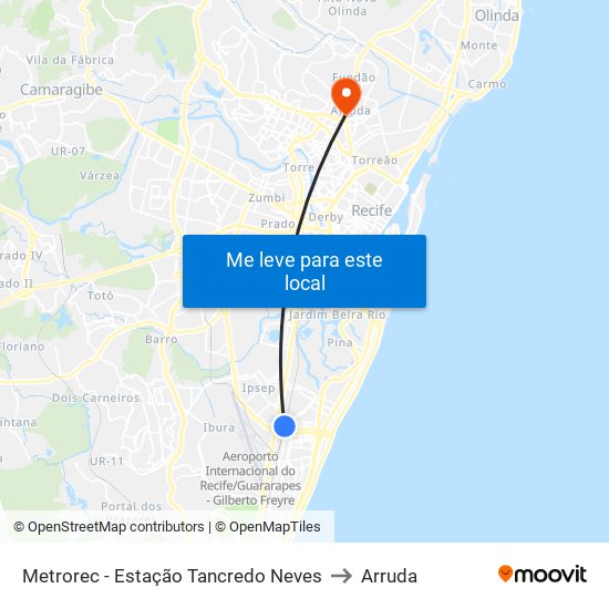 Metrorec - Estação Tancredo Neves to Arruda map