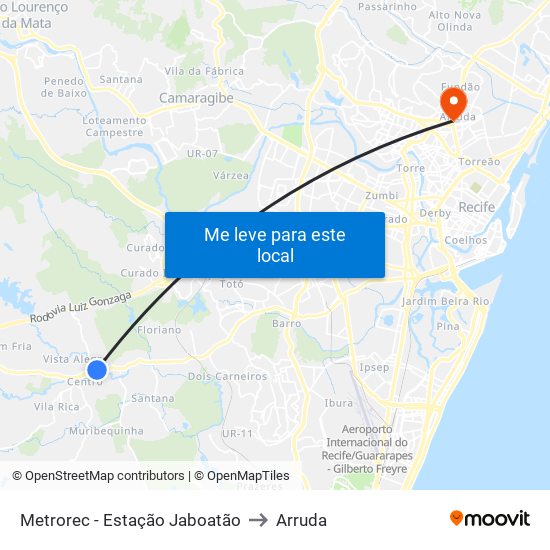 Metrorec - Estação Jaboatão to Arruda map