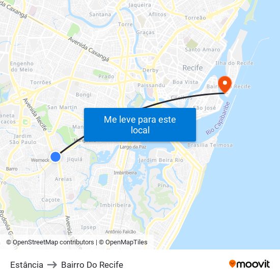 Estância to Bairro Do Recife map