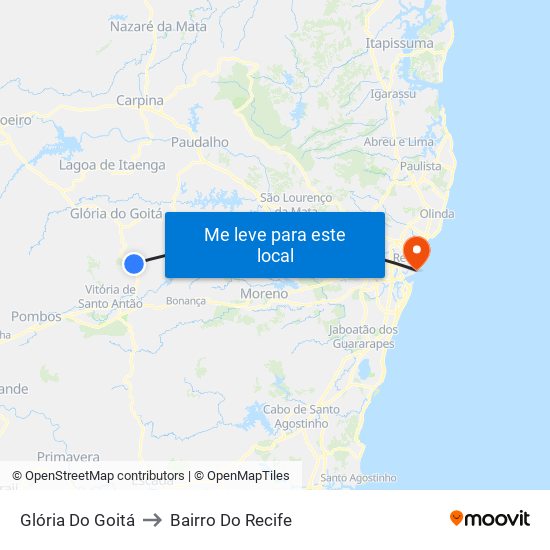 Glória Do Goitá to Bairro Do Recife map