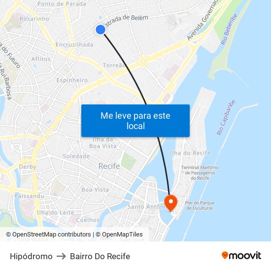 Hipódromo to Bairro Do Recife map