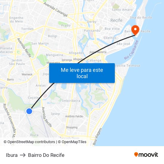 Ibura to Bairro Do Recife map