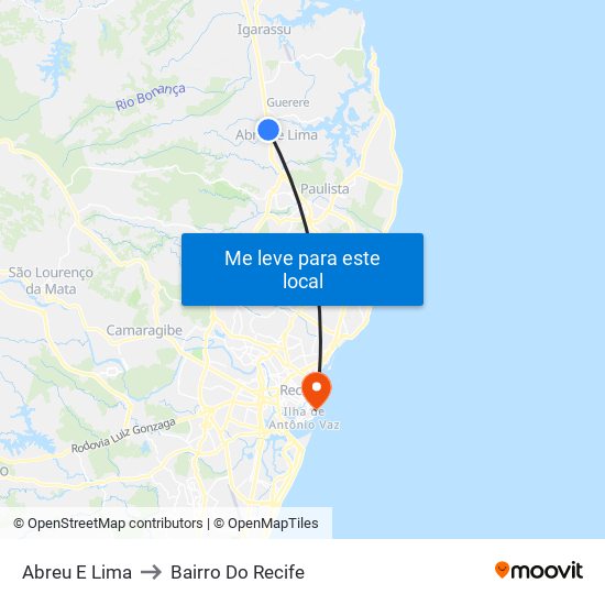 Abreu E Lima to Bairro Do Recife map